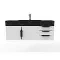 Castello Usa Amazon 48" Wall Mounted White Vanity With Black Top And Black Handles CB-MC-48W-BL-2056-BL